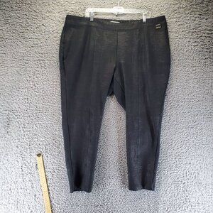 Calvin Klein Pants Womens 2X Black Tapered Rayon Blend Textured Pull-On Style